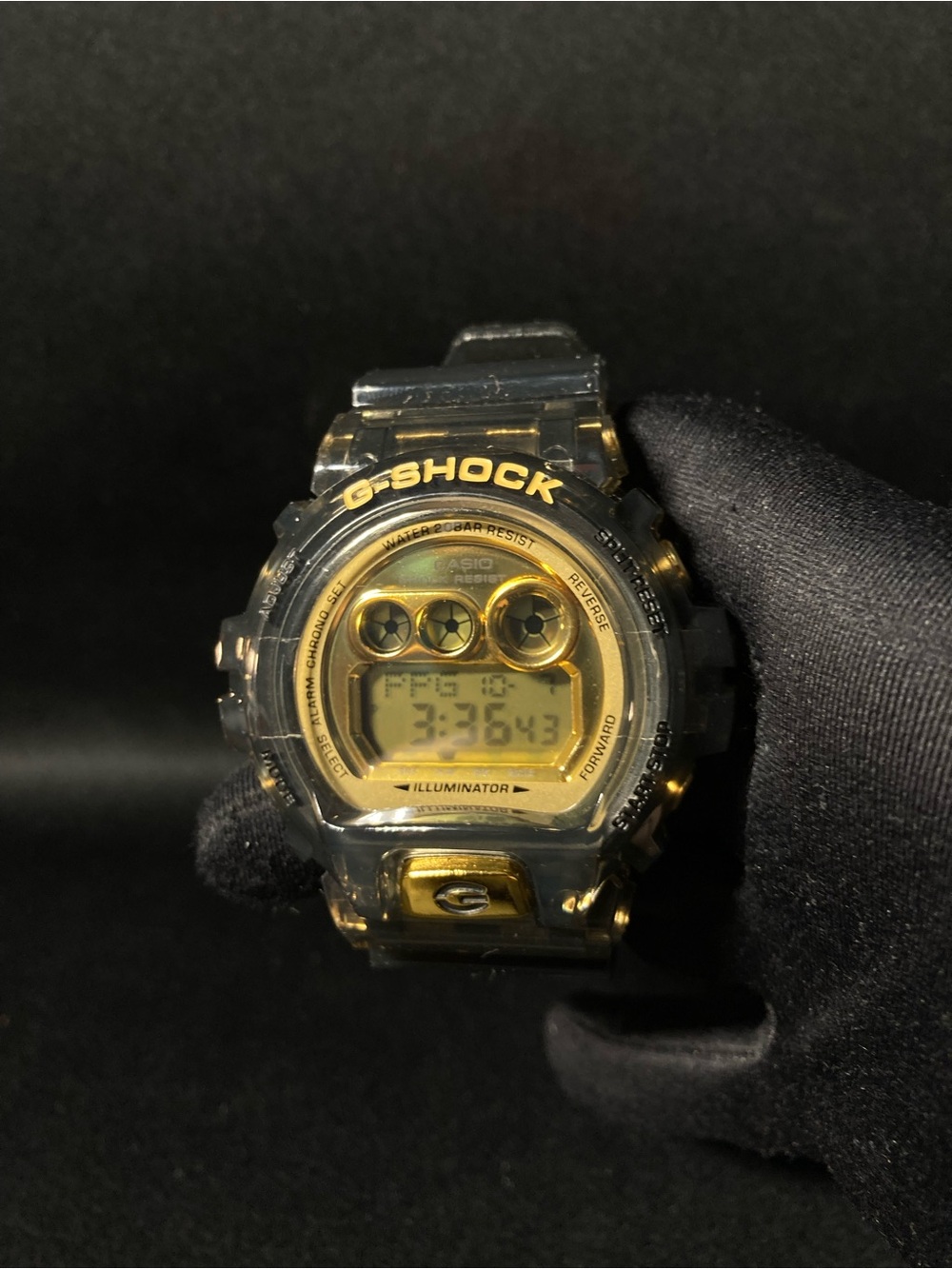 Custom G-shock Translucent Black and Gold model GD6900